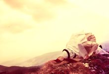 Islamic Man Praying Salat on Mountain